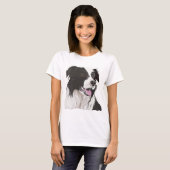 Schwarz-Weiß-Collie mit braunen Augen T-Shirt (Vorne ganz)
