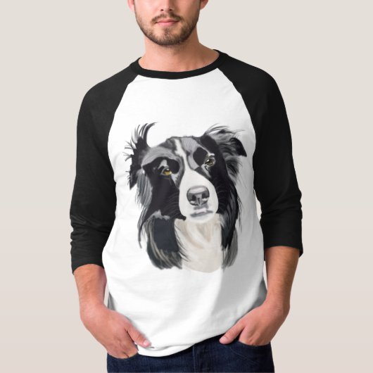 Schwarz-Weiß-Collie mit braunen Augen T-Shirt (Vorderseite)