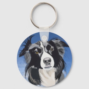 Schwarz-Weiß-Collie Schlüsselanhänger