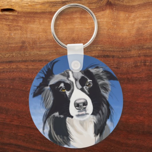 Schwarz-Weiß-Collie Schlüsselanhänger (Vorderseite)