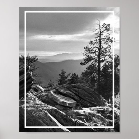 Schwarz-Weiß-Colorado Bergkulisse Poster (Vorne)