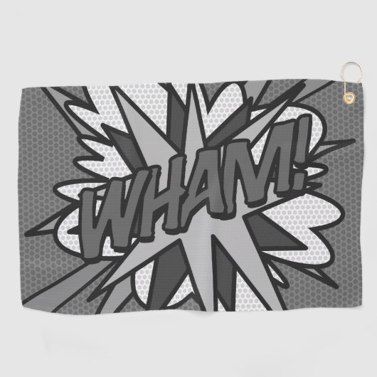 Schwarz-Weiß-Comic Buch WHAM Superhero Golfhandtuch (Horizontal)