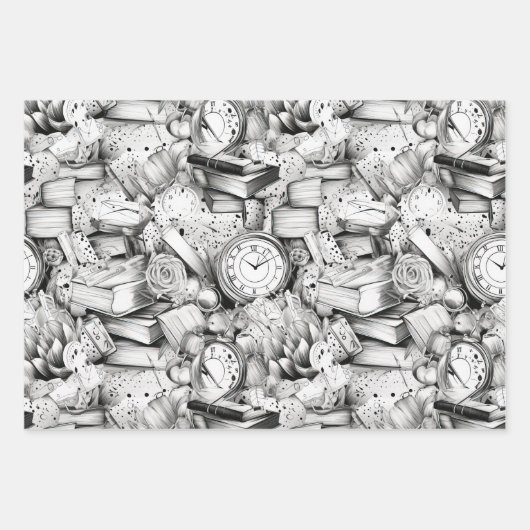 Schwarz-Weiß-Comic Geschenkpapier Set (Vorderseite 3)