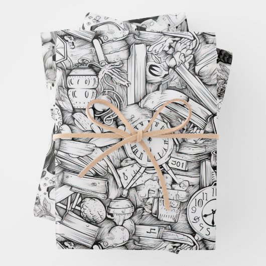 Schwarz-Weiß-Comic Geschenkpapier Set (Beispiel)