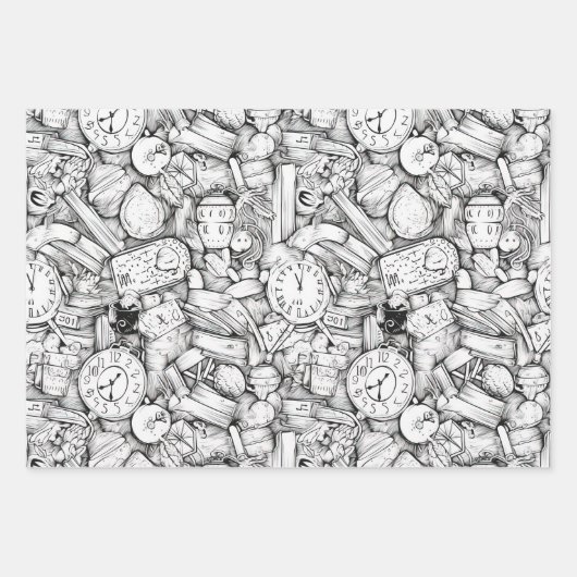 Schwarz-Weiß-Comic Geschenkpapier Set (Vorderseite)