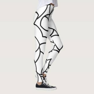 Schwarz-Weiß-Comingled Abstrakt Leggings