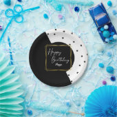 Schwarz-Weiß Confetti Dots Geburtstag für sie Pappteller (Party)