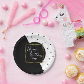 Schwarz-Weiß Confetti Dots Geburtstag für sie Pappteller (Party)