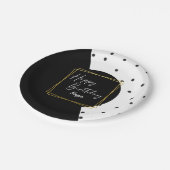 Schwarz-Weiß Confetti Dots Geburtstag für sie Pappteller (Schrägansicht)