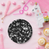 Schwarz-Weiß-Confetti Pappteller (Party)