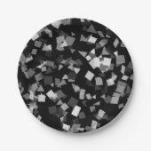Schwarz-Weiß-Confetti Pappteller (Vorderseite)