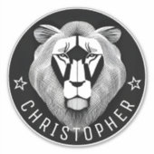 Schwarz/Weiß Cool Moderne Alte Löwen Individuelle Aufkleber (Vorderseite)