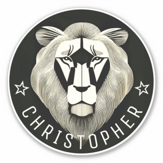 Schwarz/Weiß Cool Moderne Alte Löwen Individuelle Aufkleber (Vorderseite)