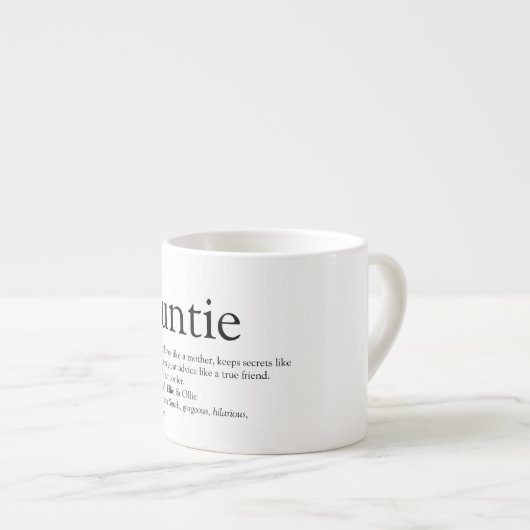 Schwarz-Weiß-Coole Fun Tante Definition Espressotasse (Vorderseite Rechts)