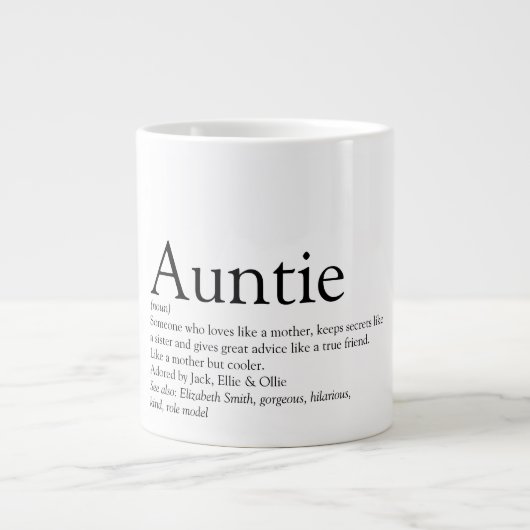 Schwarz-Weiß-Coole Fun Tante Definition Jumbo-Tasse (Vorderseite)