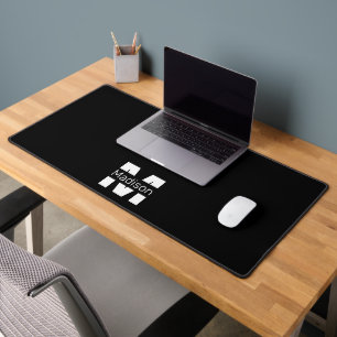 Schwarz-weiß coole, moderne Minimal-Design Monogra Schreibtischunterlage