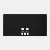Schwarz-weiß coole, moderne Minimal-Design Monogra Schreibtischunterlage (Vorderseite)