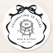 Schwarz-Weiß-Coquette-Bow besser zusammenarbeiten Runder Pappuntersetzer (Vorderseite)