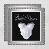 Schwarz-weiß Corset-Brautparty Einladung (Vorne/Hinten)