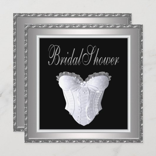 Schwarz-weiß Corset-Brautparty Einladung (Vorne/Hinten)
