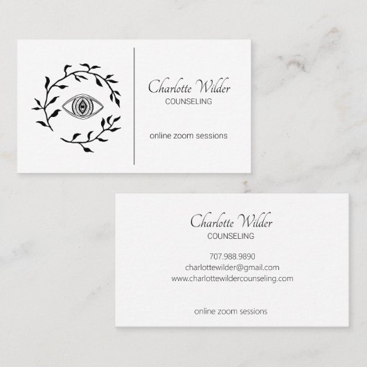 Schwarz-Weiß-Counselor-Counselor-Laurel Visitenkarte (Vorne/Hinten)