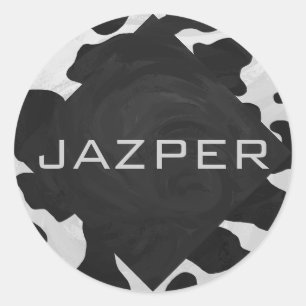 Schwarz-Weiß-Cow Runder Aufkleber