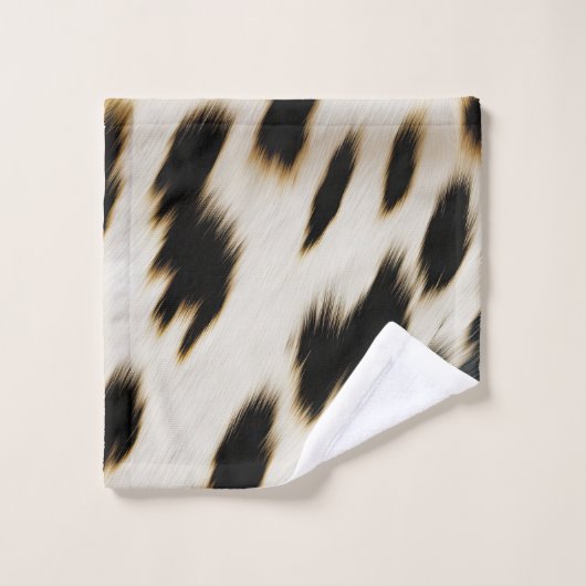 Schwarz-weiß Cowhide Badhandtuch Set (Waschlappen)