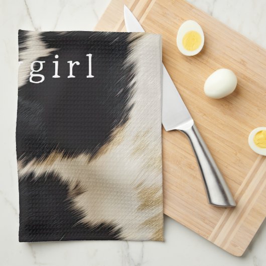 Schwarz-weiß Cowhide Geschirrtuch (Viertel Falte)