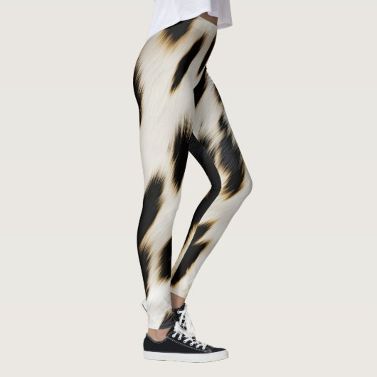 Schwarz-weiß Cowhide Leggings (Rechts)