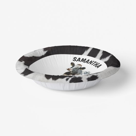 Schwarz-Weiß-Cowhide Pappteller (Gewinkelt)