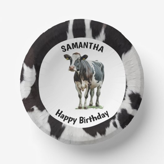 Schwarz-Weiß-Cowhide Pappteller (Vorderseite)