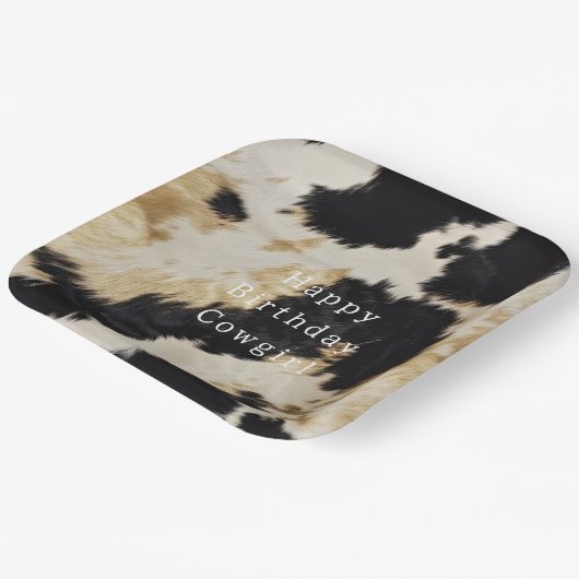 Schwarz-weiß Cowhide Pappteller (Gewinkelt)