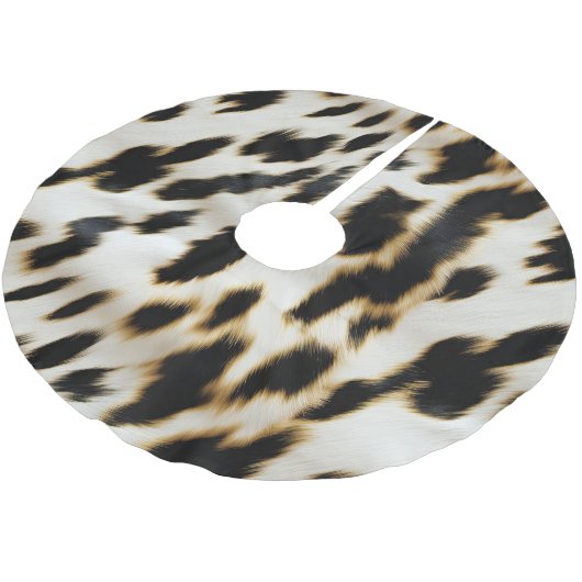 Schwarz-weiß Cowhide Polyester Weihnachtsbaumdecke (Schrägansicht)