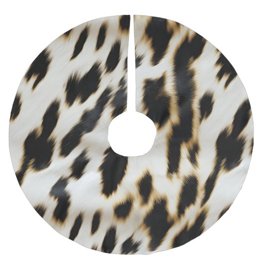 Schwarz-weiß Cowhide Polyester Weihnachtsbaumdecke (Vorderseite)