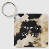 Schwarz-weiß Cowhide Schlüsselanhänger (Vorderseite)