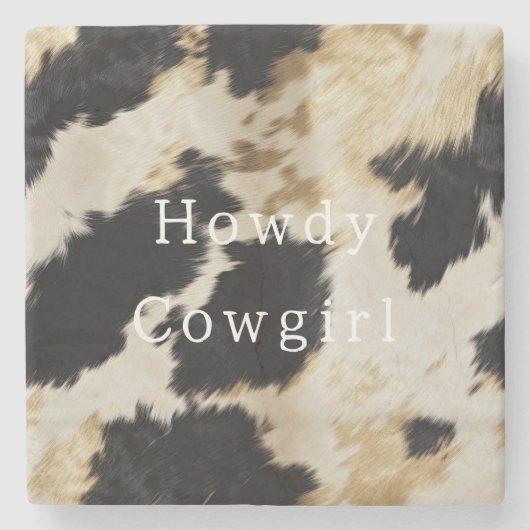 Schwarz-weiß Cowhide Steinuntersetzer (Vorderseite)