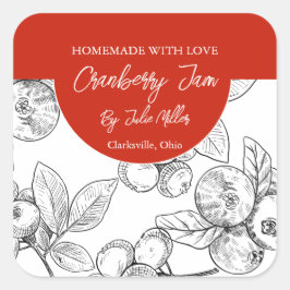 Schwarz-Weiß-Cranberry-Marke Quadratischer Aufkleber