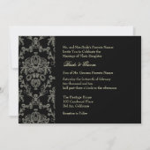Schwarz/Weiß/Creme-Damast, maßgeschneiderte Hochze Einladung (Rückseite)