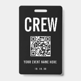Schwarz Weiß Crew Backstage Pass QR Code Konzert Ausweis