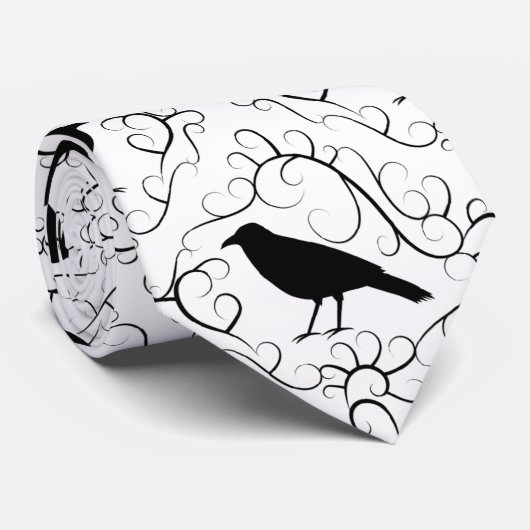 Schwarz-Weiß-Crow-Muster. Krawatte (Gerollt)