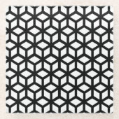 Schwarz-Weiß-Cube-Muster Glasuntersetzer (Vorderseite)