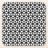 Schwarz-Weiß-Cube-Muster Rechteckiger Pappuntersetzer (Vorderseite)