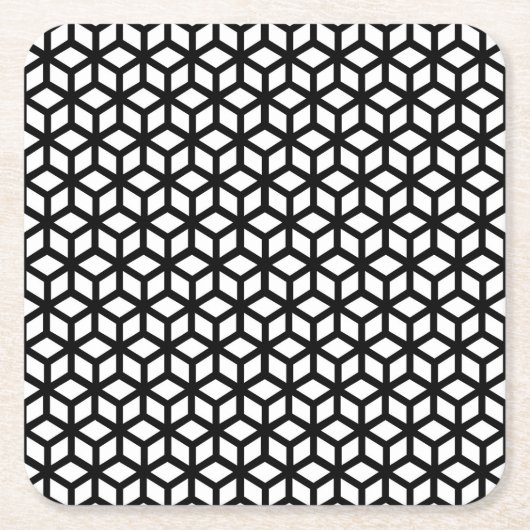 Schwarz-Weiß-Cube-Muster Rechteckiger Pappuntersetzer (Vorderseite)