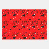 Schwarz-Weiß-Cupids Herzmuster Geschenkpapier Set (Vorderseite 2)