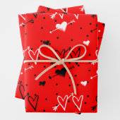 Schwarz-Weiß-Cupids Herzmuster Geschenkpapier Set (Beispiel)