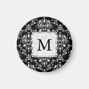 Schwarz-Weiß Custom Damast Magnet