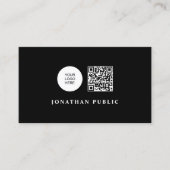 Schwarz-Weiß-Custom-QR-Code-Logo hochladen Visitenkarte (Vorderseite)