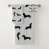 Schwarz-Weiß-Dackel Badhandtuch Set (Insitu)