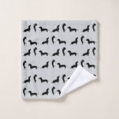 Schwarz-Weiß-Dackel Badhandtuch Set (Waschlappen)