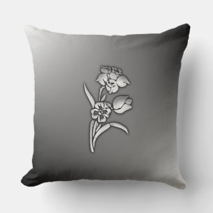 Schwarz-Weiß-Daffodin Kissen